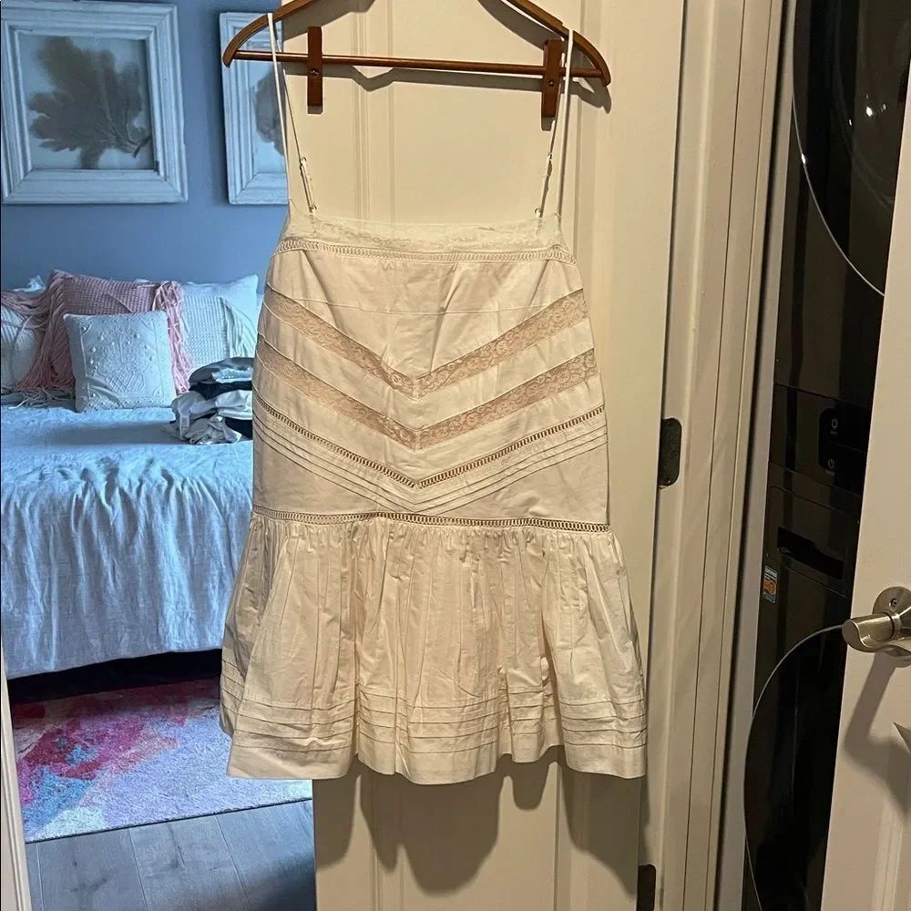 White Sleeveless Dress with Lace Details